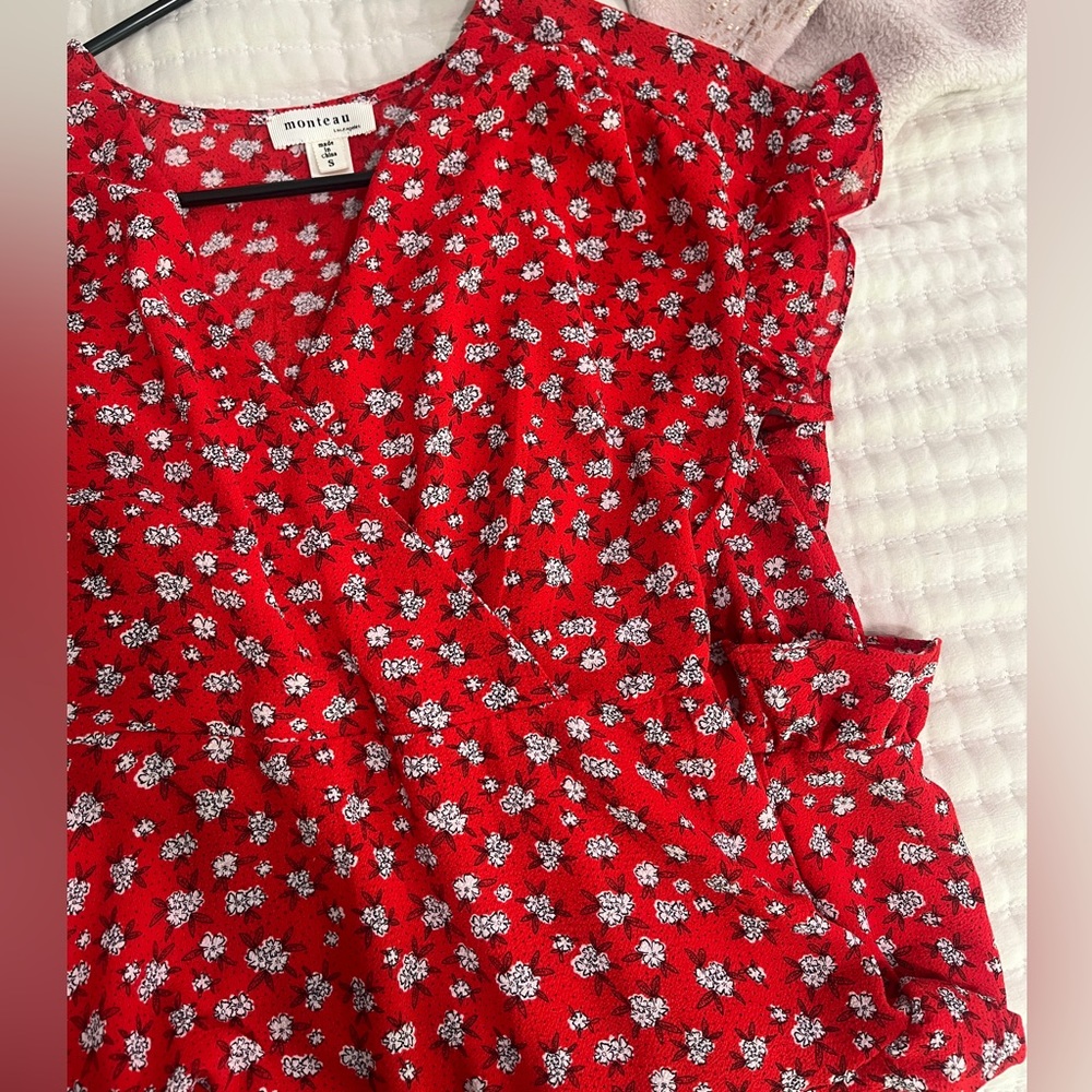 red floral dress